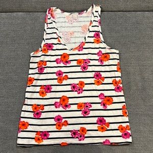 J Crew Floral and Stripe Tank Medium